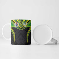 Custom Cook Islands Rugby Ceramic Mug Tatau Art Sport Style Black Color LT03 - Polynesian Pride