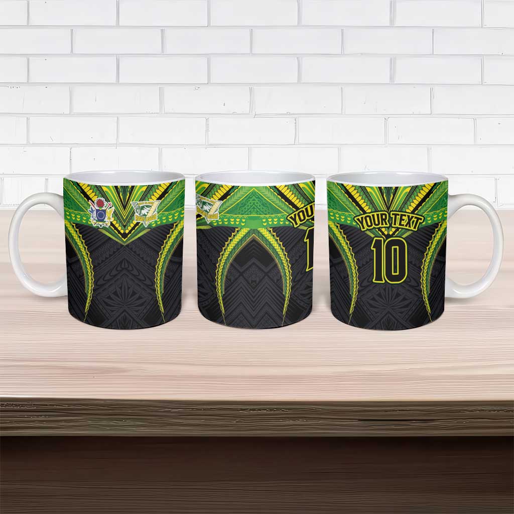 Custom Cook Islands Rugby Ceramic Mug Tatau Art Sport Style Black Color LT03 - Polynesian Pride