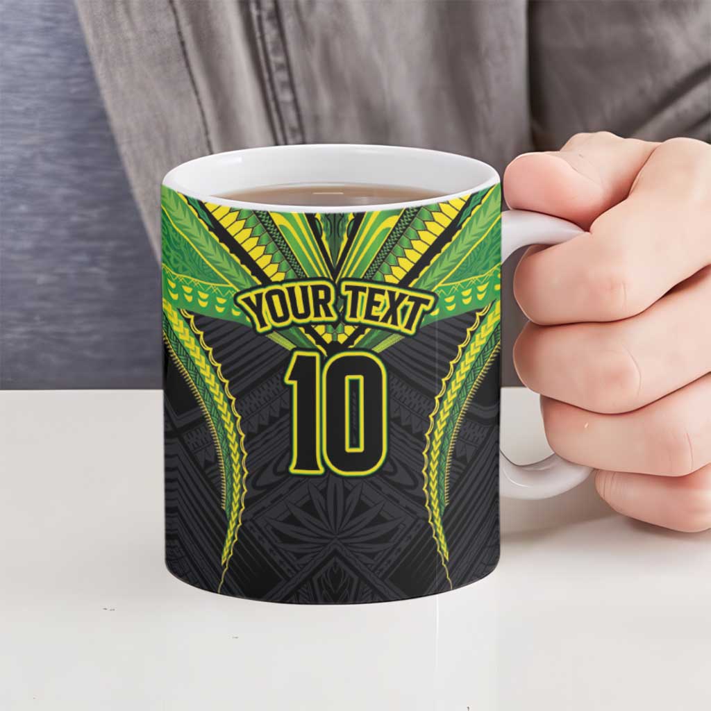 Custom Cook Islands Rugby Ceramic Mug Tatau Art Sport Style Black Color LT03 - Polynesian Pride