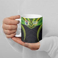 Custom Cook Islands Rugby Ceramic Mug Tatau Art Sport Style Black Color LT03 - Polynesian Pride