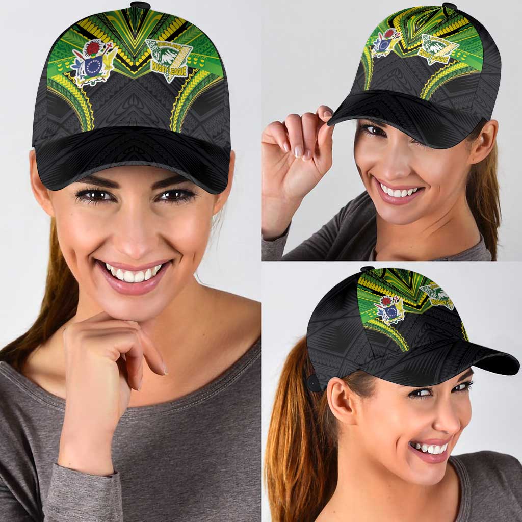 Cook Islands Rugby Classic Cap Tatau Art Sport Style Black Color