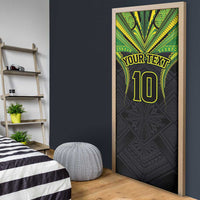Custom Cook Islands Rugby Door Cover Tatau Art Sport Style Black Color LT03 - Polynesian Pride