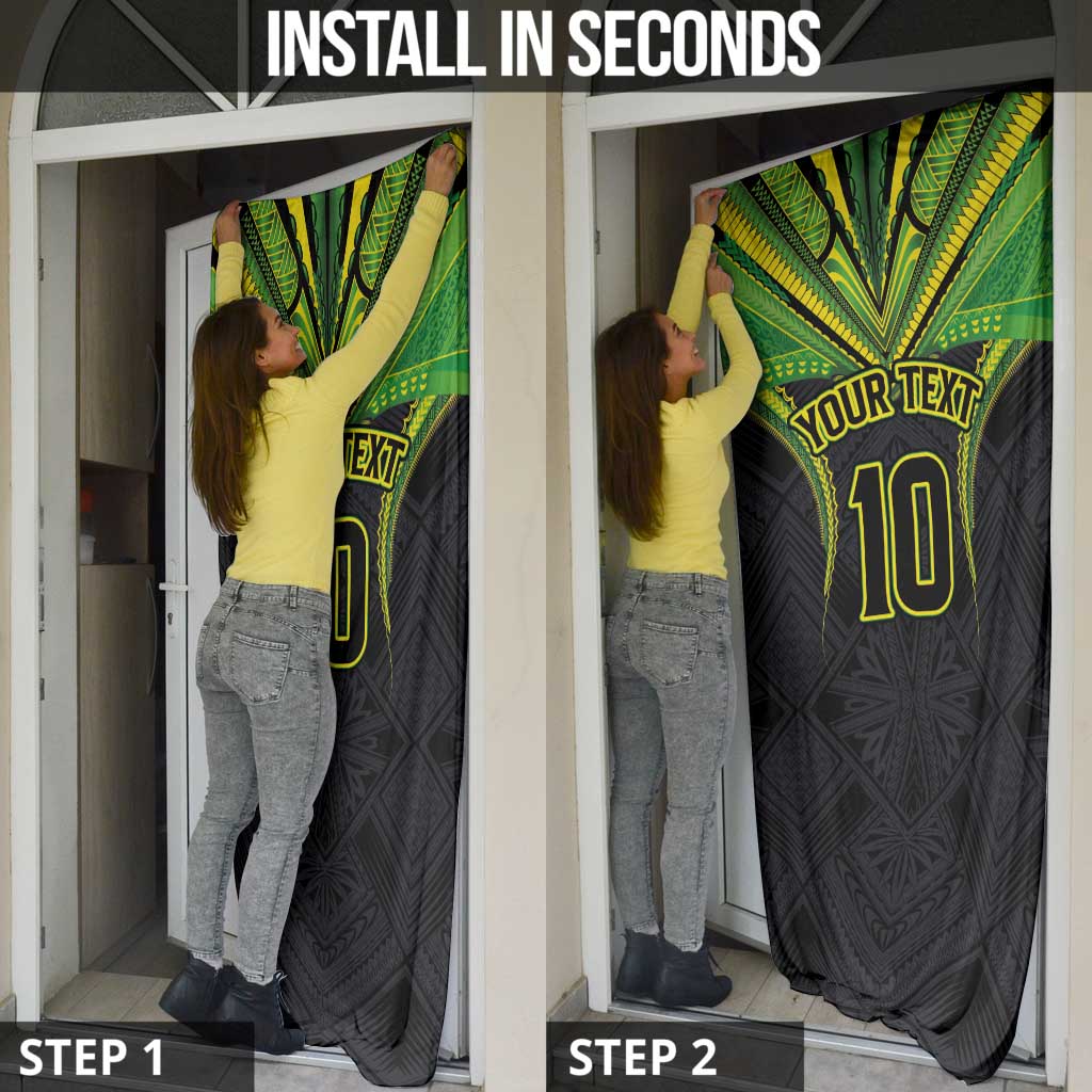 Custom Cook Islands Rugby Door Cover Tatau Art Sport Style Black Color LT03 - Polynesian Pride