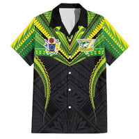 Custom Cook Islands Rugby Family Matching Off Shoulder Maxi Dress and Hawaiian Shirt Tatau Art Sport Style Black Color LT03 Dad's Shirt - Short Sleeve Black - Polynesian Pride