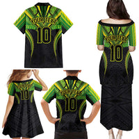 Custom Cook Islands Rugby Family Matching Puletasi and Hawaiian Shirt Tatau Art Sport Style Black Color LT03 - Polynesian Pride