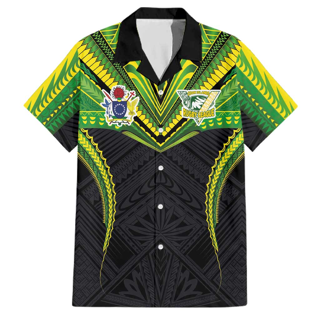 Custom Cook Islands Rugby Family Matching Short Sleeve Bodycon Dress and Hawaiian Shirt Tatau Art Sport Style Black Color LT03 Dad's Shirt - Short Sleeve Black - Polynesian Pride