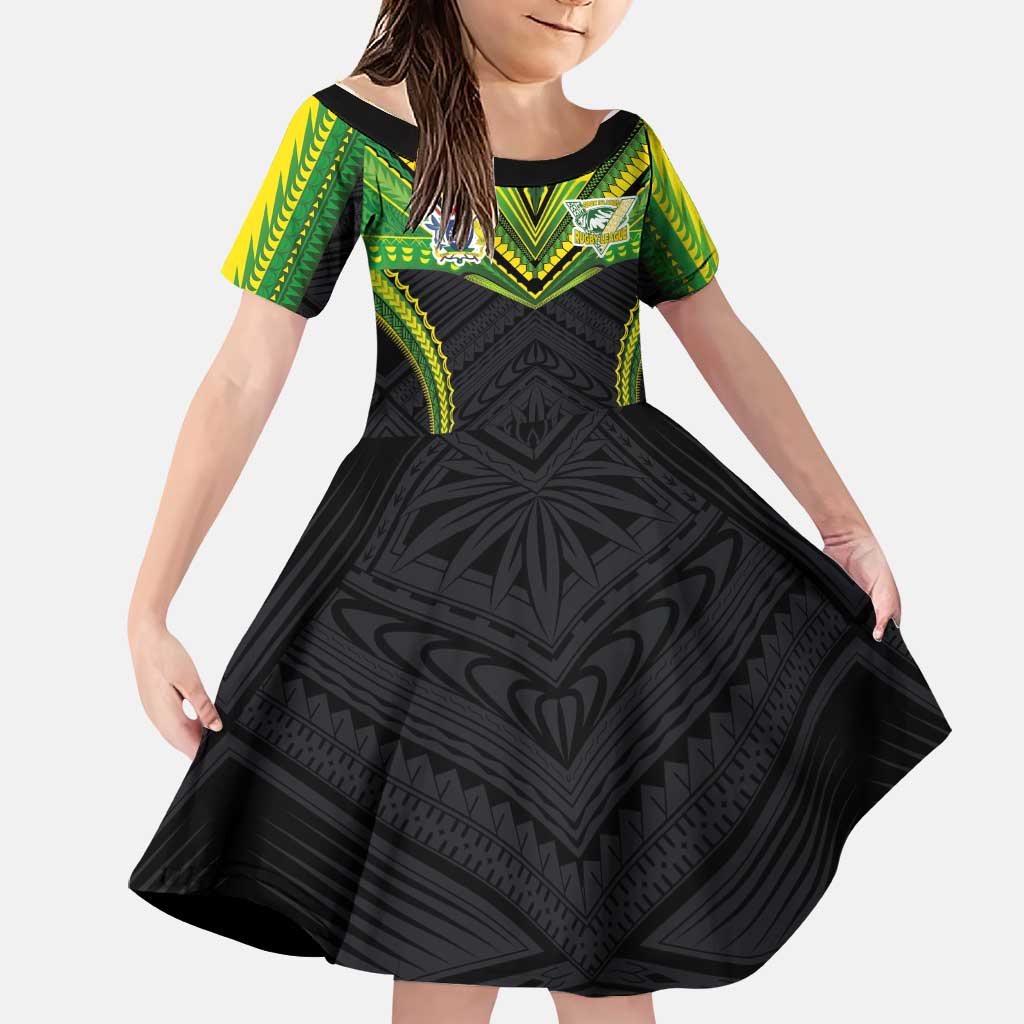 Custom Cook Islands Rugby Family Matching Summer Maxi Dress and Hawaiian Shirt Tatau Art Sport Style Black Color LT03 Daughter's Dress Black - Polynesian Pride