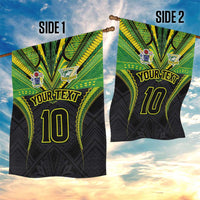 Custom Cook Islands Rugby Garden Flag Tatau Art Sport Style Black Color