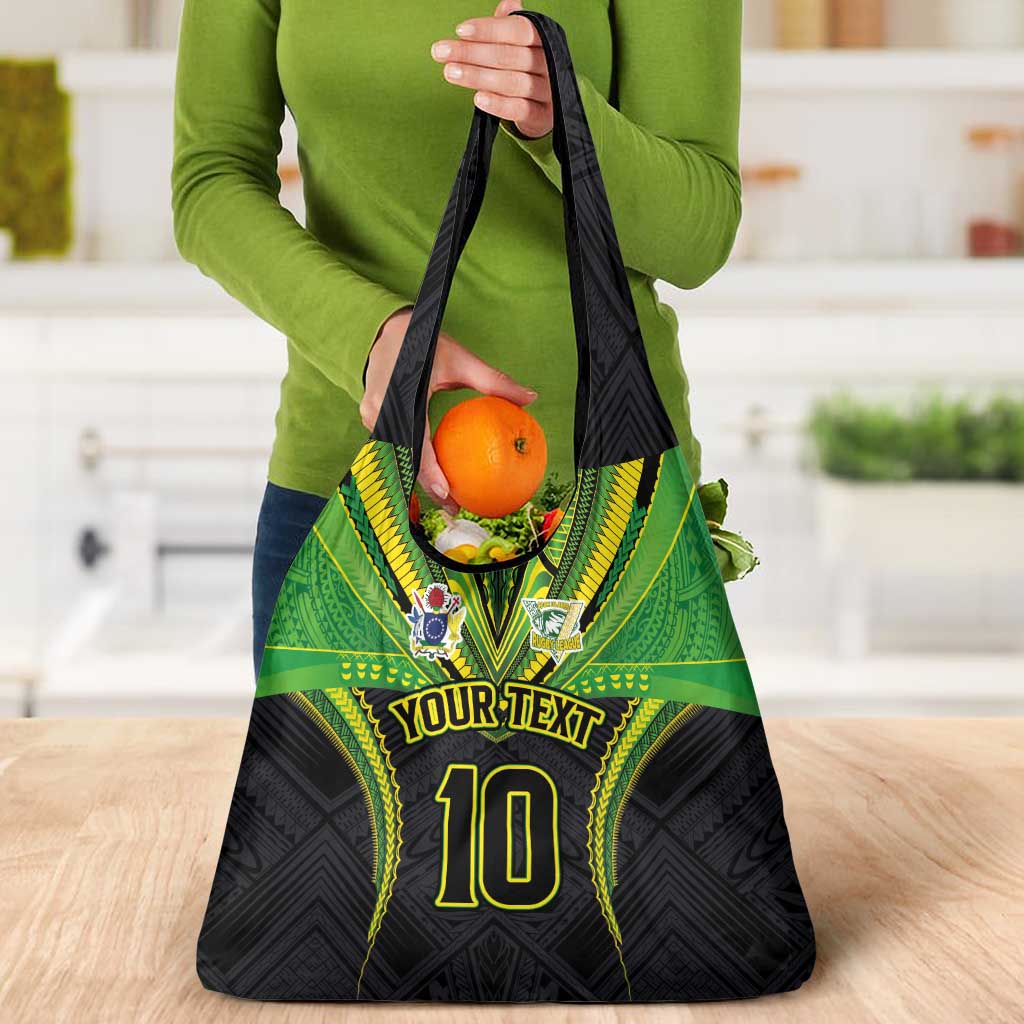 Custom Cook Islands Rugby Grocery Bag Tatau Art Sport Style Black Color