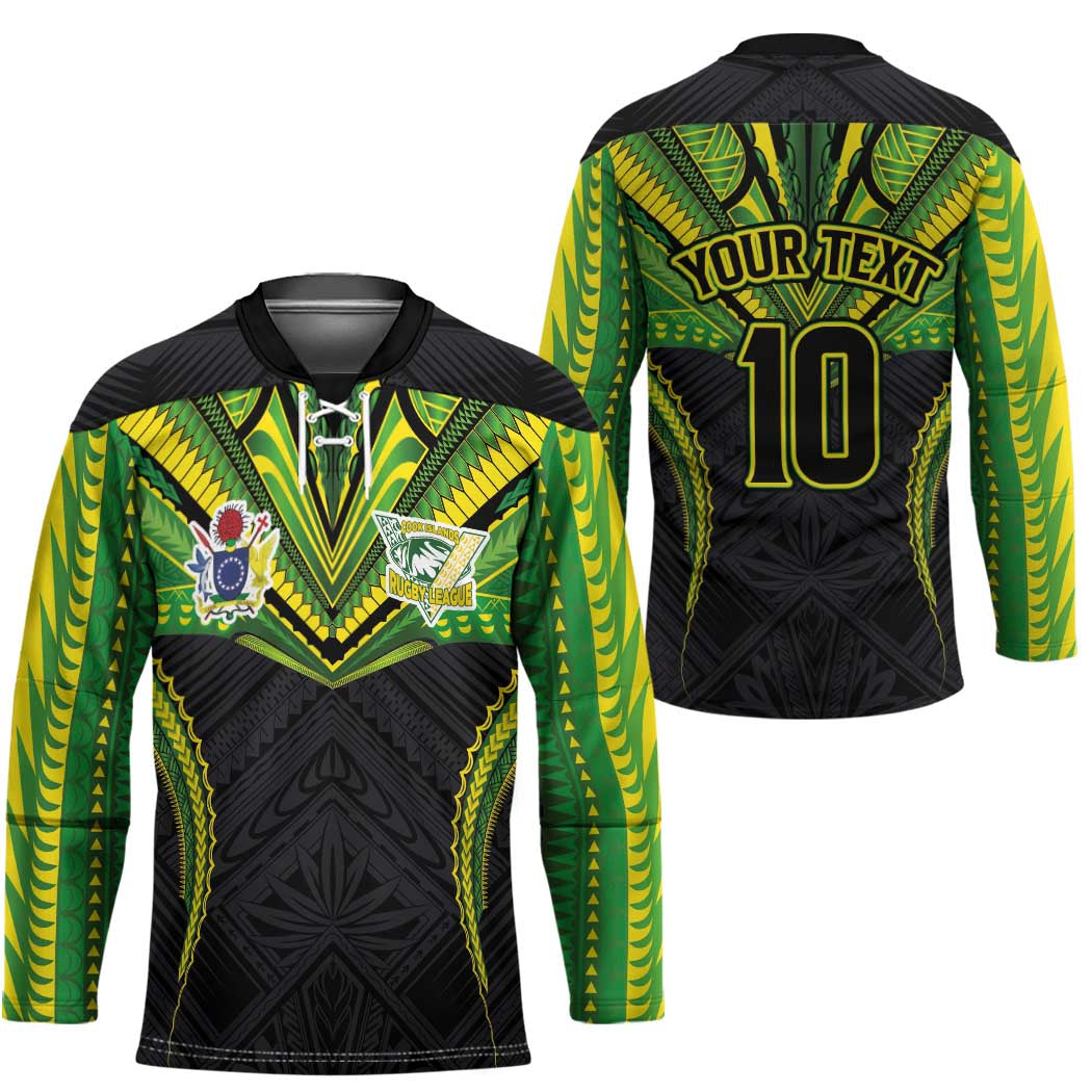 Custom Cook Islands Rugby Hockey Jersey Tatau Art Sport Style Black Color LT03 - Polynesian Pride