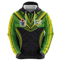 Custom Cook Islands Rugby Hoodie Tatau Art Sport Style Black Color