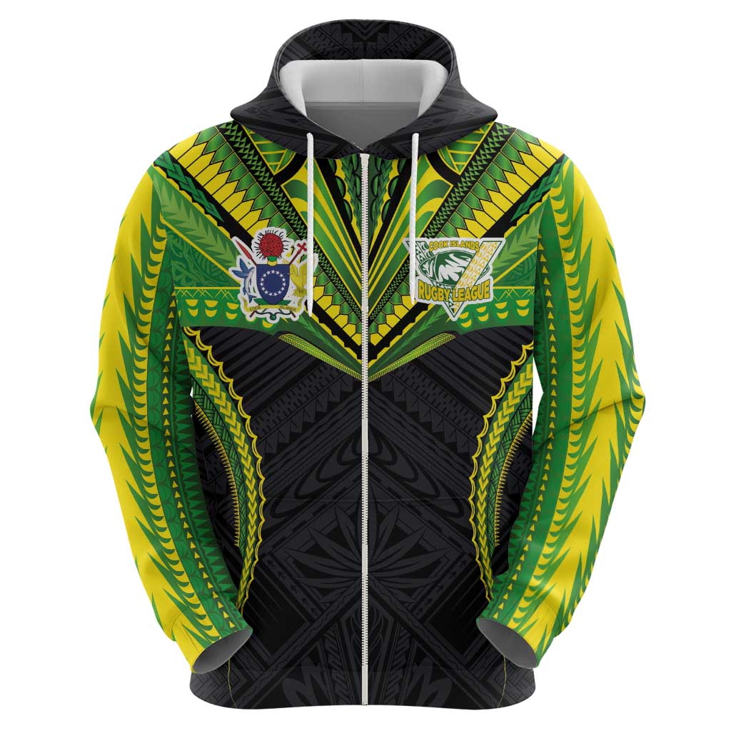 Custom Cook Islands Rugby Hoodie Tatau Art Sport Style Black Color