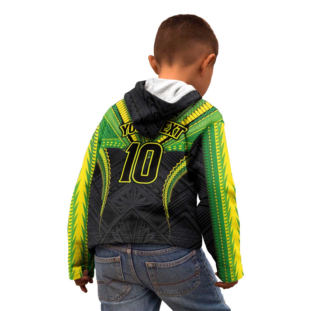Custom Cook Islands Rugby Kid Hoodie Tatau Art Sport Style Black Color LT03 - Polynesian Pride