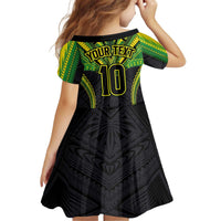 Custom Cook Islands Rugby Kid Short Sleeve Dress Tatau Art Sport Style Black Color LT03 - Polynesian Pride
