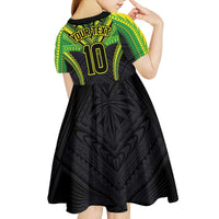 Custom Cook Islands Rugby Kid Short Sleeve Dress Tatau Art Sport Style Black Color LT03 - Polynesian Pride