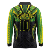Custom Cook Islands Rugby Long Sleeve Polo Shirt Tatau Art Sport Style Black Color LT03 - Polynesian Pride