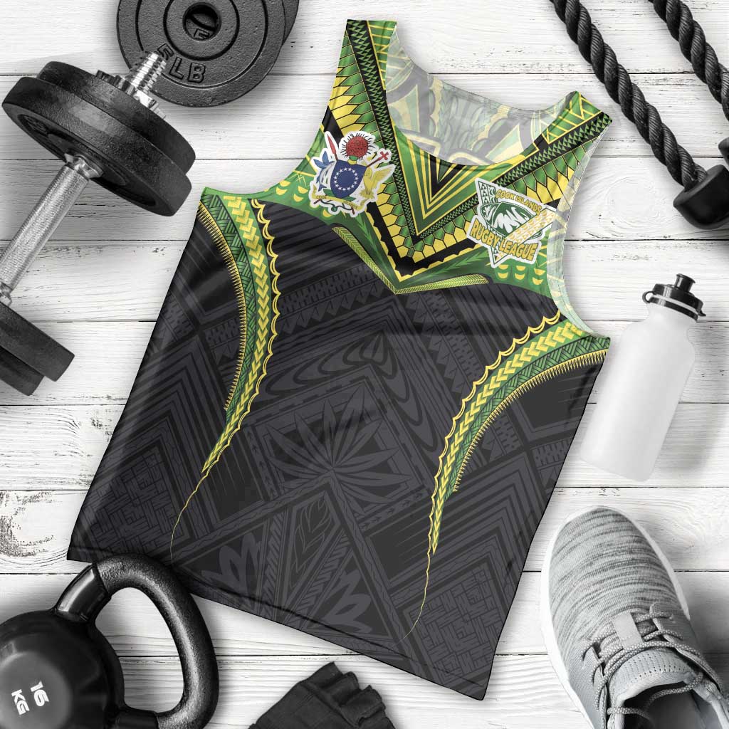 Custom Cook Islands Rugby Men Tank Top Tatau Art Sport Style Black Color