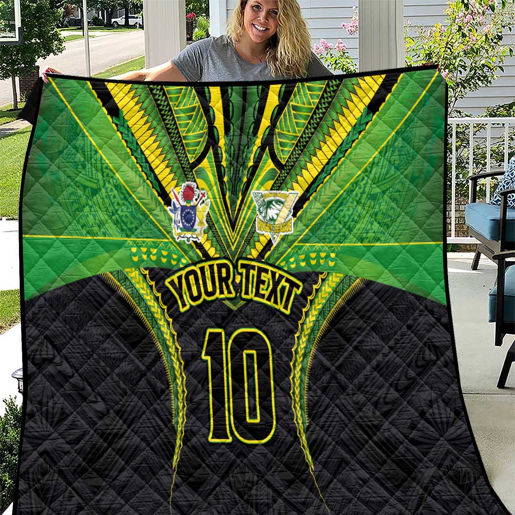 Custom Cook Islands Rugby Quilt Tatau Art Sport Style Black Color LT03 Black - Polynesian Pride