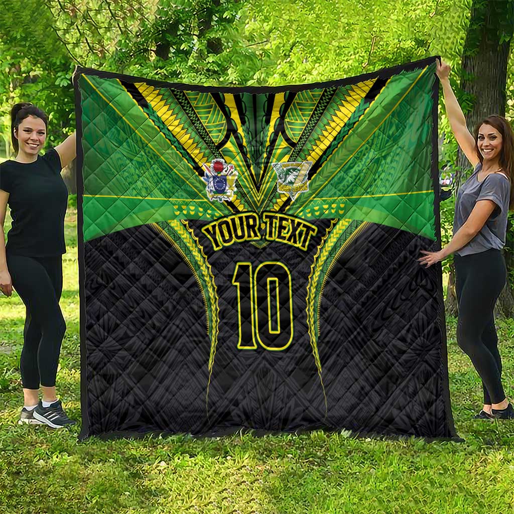 Custom Cook Islands Rugby Quilt Tatau Art Sport Style Black Color LT03 - Polynesian Pride