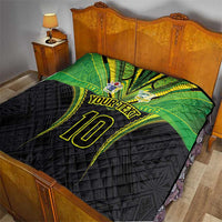 Custom Cook Islands Rugby Quilt Tatau Art Sport Style Black Color LT03 - Polynesian Pride