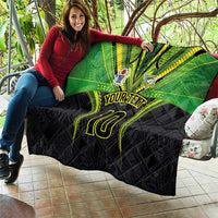 Custom Cook Islands Rugby Quilt Tatau Art Sport Style Black Color LT03 - Polynesian Pride
