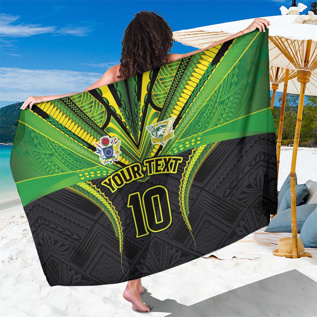 Custom Cook Islands Rugby Sarong Tatau Art Sport Style Black Color LT03 One Size 44 x 66 inches Black - Polynesian Pride