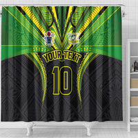 Custom Cook Islands Rugby Shower Curtain Tatau Art Sport Style Black Color
