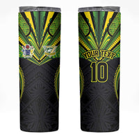 Custom Cook Islands Rugby Skinny Tumbler Tatau Art Sport Style Black Color LT03 Black - Polynesian Pride