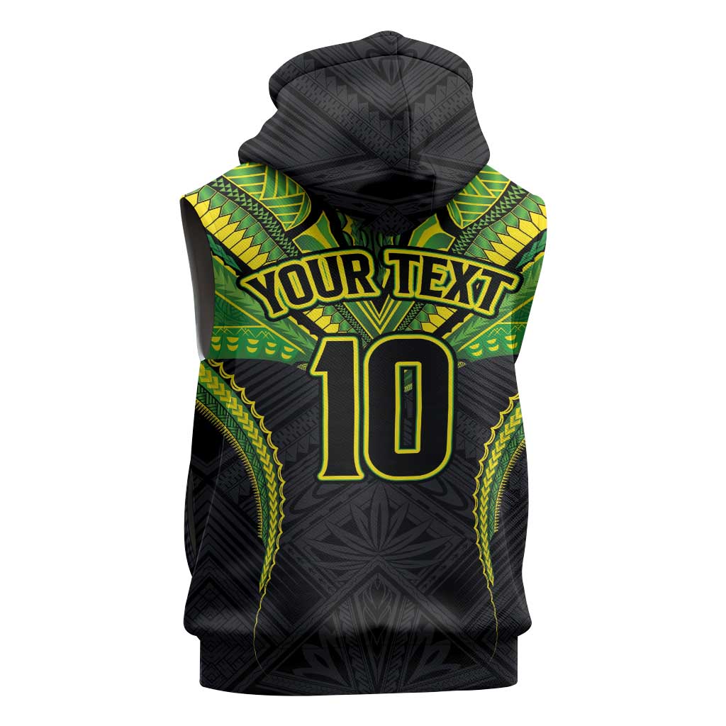 Custom Cook Islands Rugby Sleeveless Hoodie Tatau Art Sport Style Black Color LT03 - Polynesian Pride