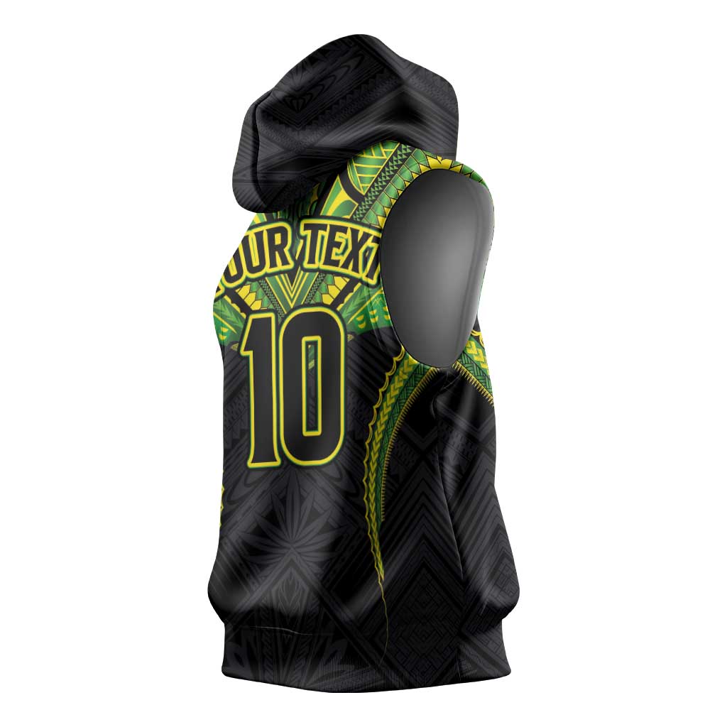 Custom Cook Islands Rugby Sleeveless Hoodie Tatau Art Sport Style Black Color LT03 - Polynesian Pride