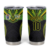 Custom Cook Islands Rugby Tumbler Cup Tatau Art Sport Style Black Color
