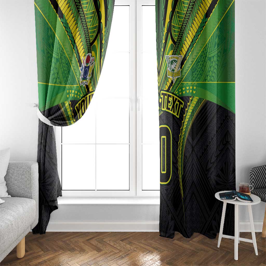 Custom Cook Islands Rugby Window Curtain Tatau Art Sport Style Black Color