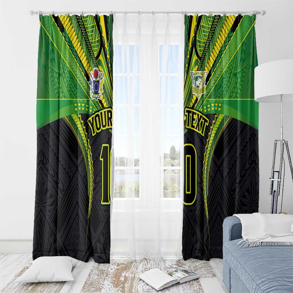 Custom Cook Islands Rugby Window Curtain Tatau Art Sport Style Black Color