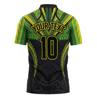 Custom Cook Islands Rugby Zipper Polo Shirt Tatau Art Sport Style Black Color LT03 - Polynesian Pride