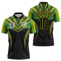 Custom Cook Islands Rugby Zipper Polo Shirt Tatau Art Sport Style Black Color LT03 - Polynesian Pride