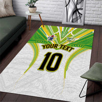 Custom Cook Islands Rugby Area Rug Tatau Art Sport Style White Color LT03 White - Polynesian Pride