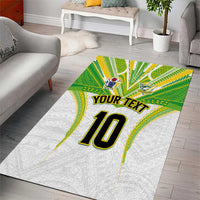 Custom Cook Islands Rugby Area Rug Tatau Art Sport Style White Color LT03 - Polynesian Pride