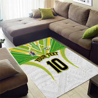Custom Cook Islands Rugby Area Rug Tatau Art Sport Style White Color LT03 - Polynesian Pride