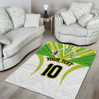 Custom Cook Islands Rugby Area Rug Tatau Art Sport Style White Color LT03 - Polynesian Pride