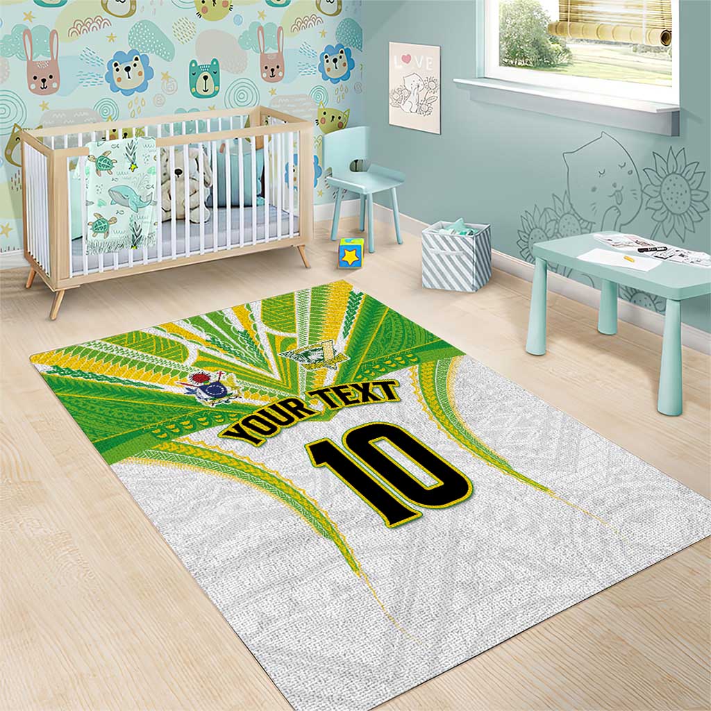 Custom Cook Islands Rugby Area Rug Tatau Art Sport Style White Color LT03 - Polynesian Pride