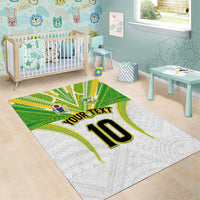 Custom Cook Islands Rugby Area Rug Tatau Art Sport Style White Color LT03 - Polynesian Pride