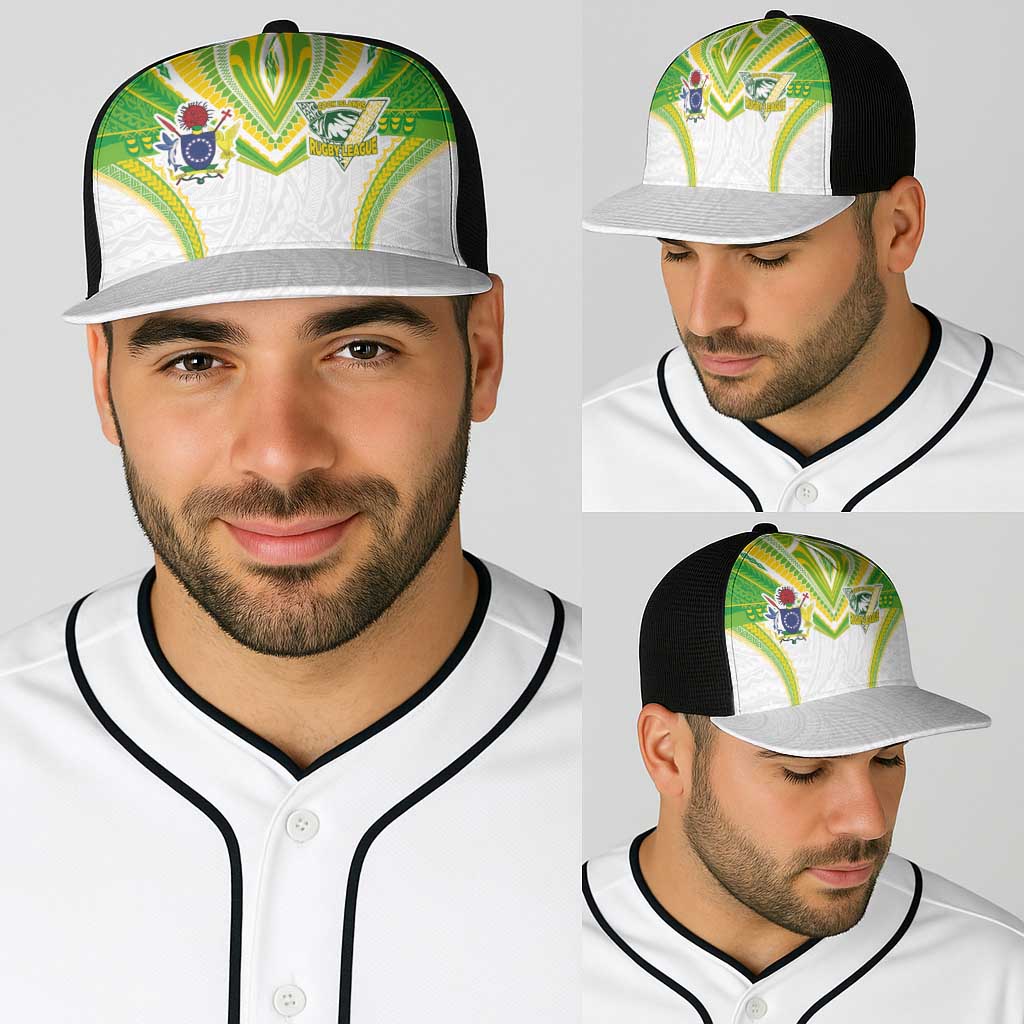 Cook Islands Rugby Baseball Net Cap Tatau Art Sport Style White Color