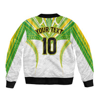 Custom Cook Islands Rugby Bomber Jacket Tatau Art Sport Style White Color