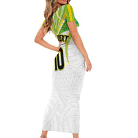 Custom Cook Islands Rugby Family Matching Short Sleeve Bodycon Dress and Hawaiian Shirt Tatau Art Sport Style White Color LT03 - Polynesian Pride
