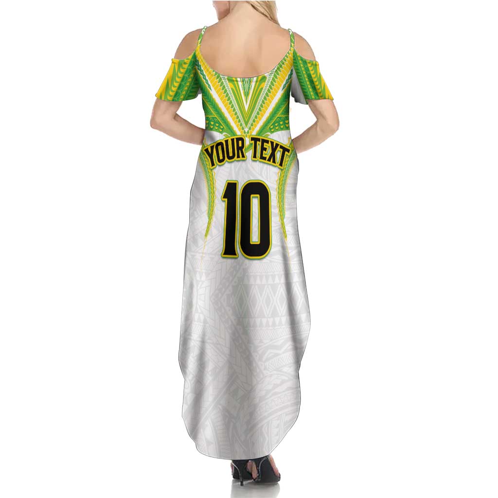 Custom Cook Islands Rugby Family Matching Summer Maxi Dress and Hawaiian Shirt Tatau Art Sport Style White Color LT03 - Polynesian Pride