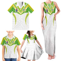 Custom Cook Islands Rugby Family Matching Tank Maxi Dress and Hawaiian Shirt Tatau Art Sport Style White Color LT03 - Polynesian Pride