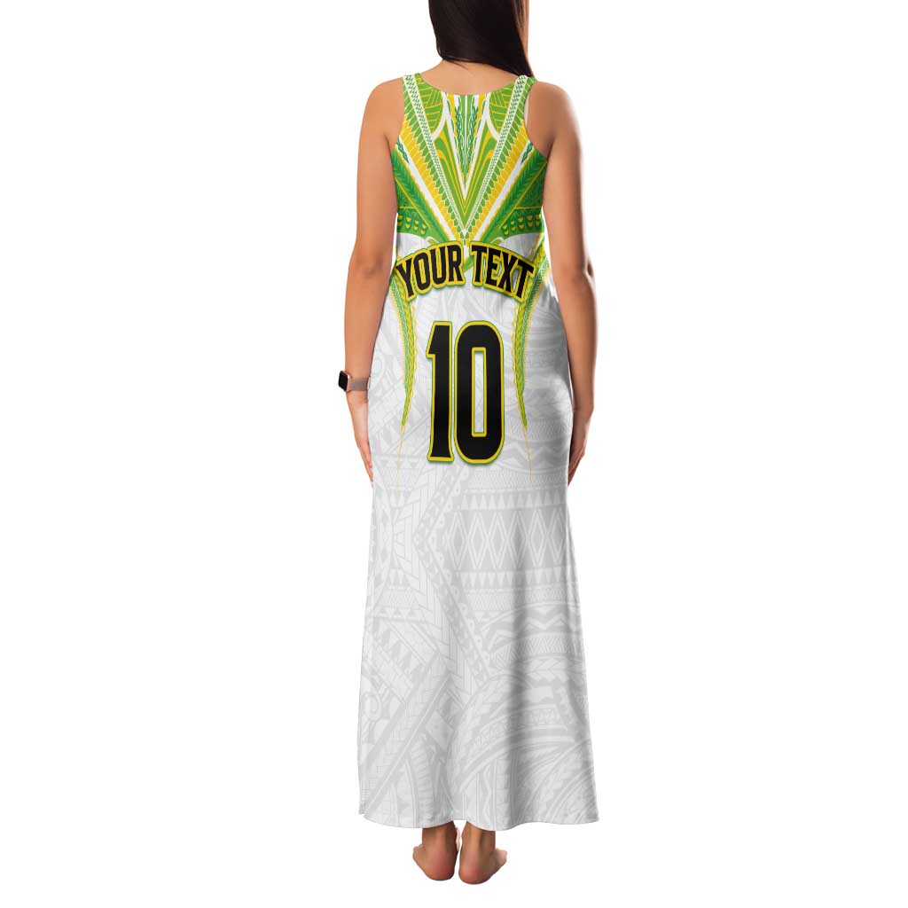 Custom Cook Islands Rugby Family Matching Tank Maxi Dress and Hawaiian Shirt Tatau Art Sport Style White Color LT03 - Polynesian Pride