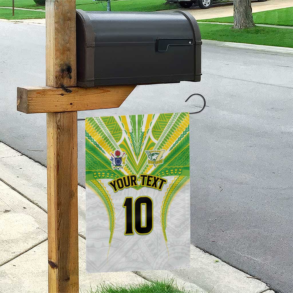 Custom Cook Islands Rugby Garden Flag Tatau Art Sport Style White Color