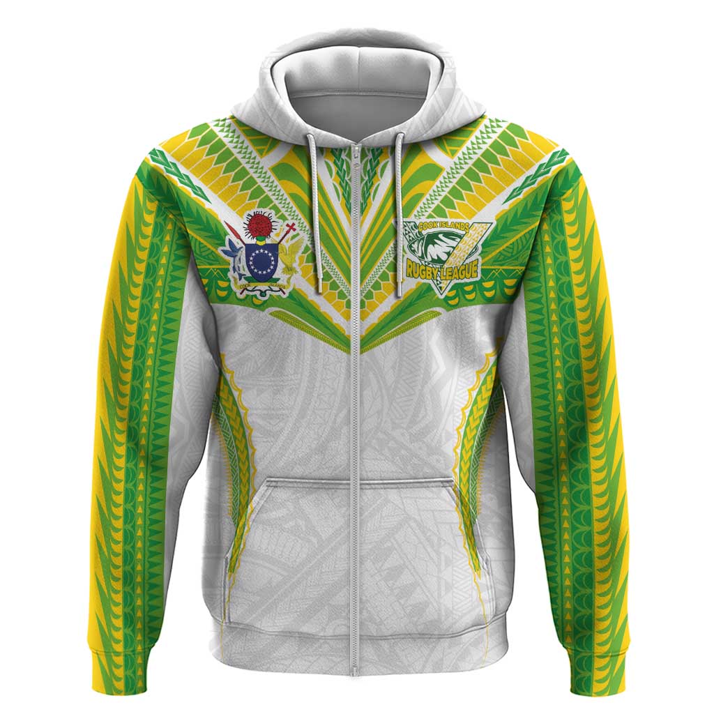 Custom Cook Islands Rugby Hoodie Tatau Art Sport Style White Color