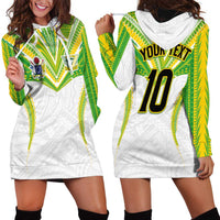 Custom Cook Islands Rugby Hoodie Dress Tatau Art Sport Style White Color LT03 - Polynesian Pride